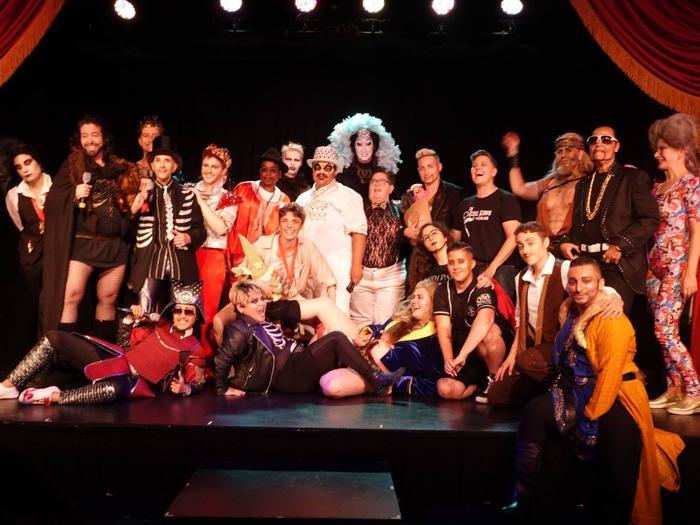 Performers, hosts and judges at the 2019 Drag King Contest at Oasis.