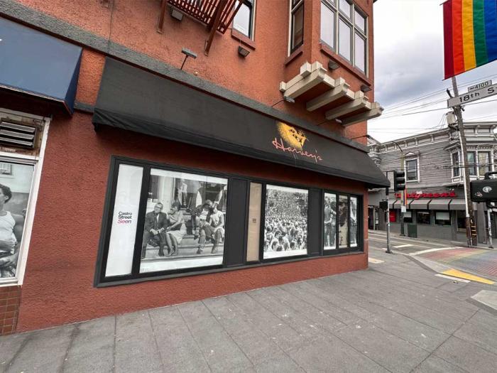 The former Harvey's space at 18th and Castro streets has been enlivened with old photos of the LGBTQ neighborhood by Castro Street Seen. Photo: John Ferrannini<br>