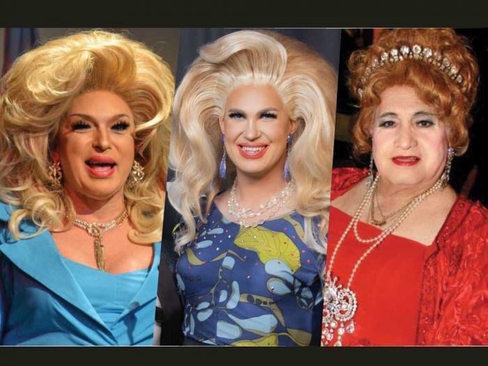 Drag queens D'Arcy Drollinger, left, Pickle, and José Julio Sarria have all made the news recently. Photos: Drollinger, Bill Wilson; Pickle, courtesy Pickle; Sarria, Courtesy Palm Springs Chamber of Commerce