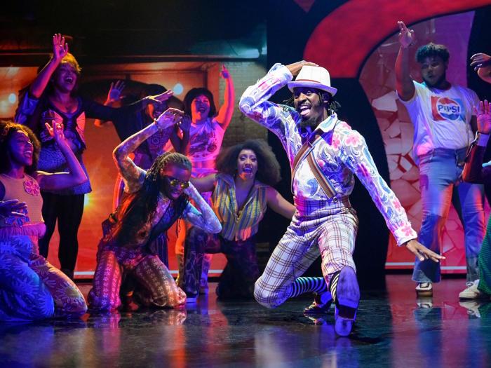 Alain "Hurrikane" Lauture and the cast of 'Hippest Trip: The Soul Train Musical' (photo: Kevin Berne)