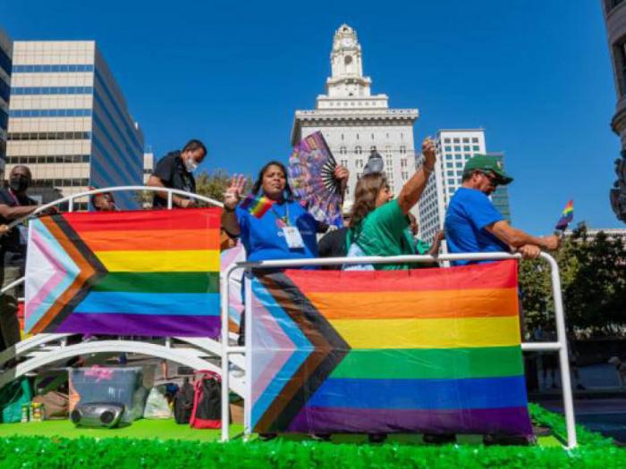 The Blue Shield contingent took part in last year's Oakland Pride parade. This year's event is Sunday, September 10. Photo: Jane Philomen Cleland 