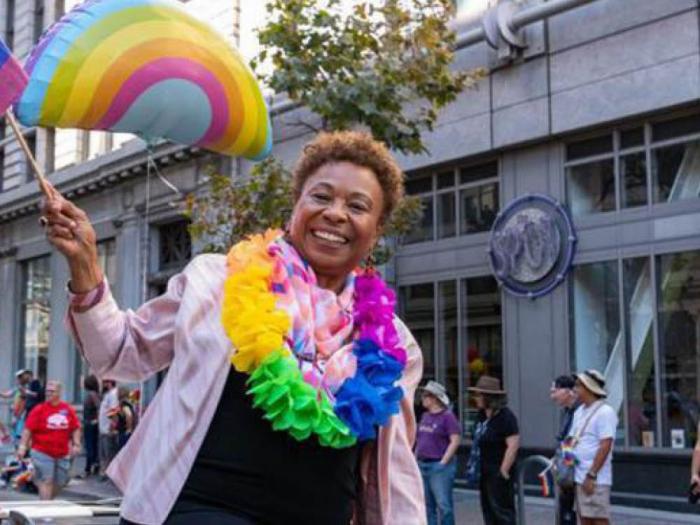 Congressmember Barbara Lee rode in the Oakland Pride parade in 2019 and intends to be at Pride festivities this weekend. Photo: Jane Philomen Cleland