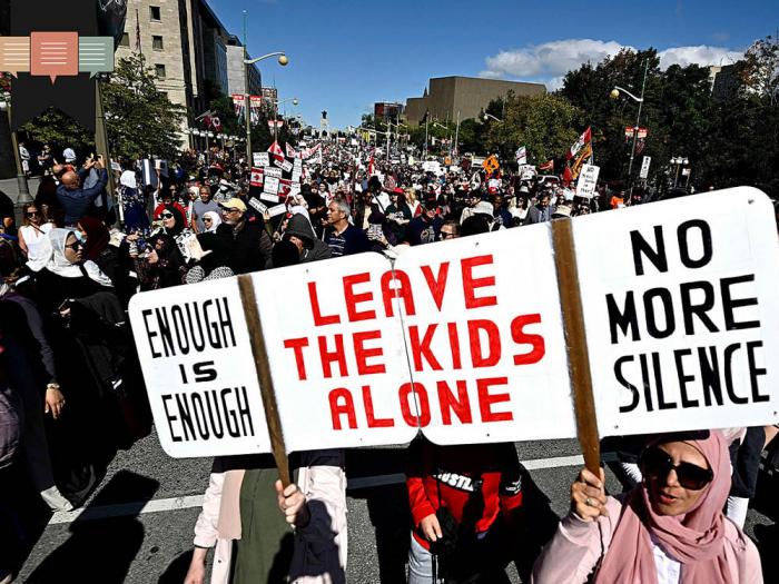 Protesters marched against gender ideology in schools in Ottawa, Canada, on September 20, 2023. Photo: Justin Tang/The Canadian Press via Associated Press