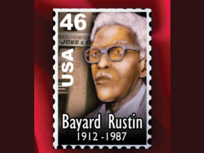 Backers of a postage stamp honoring gay Black civil rights leader Bayard Rustin hope the release of a new film about him will jump-start their efforts. Rendering courtesy International Court System