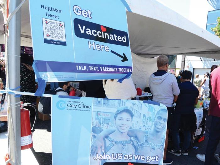 San Francisco Department of Public Health staff had an mpox vaccination booth at the Folsom Street Fair September 24. Photo: Rick Gerharter
