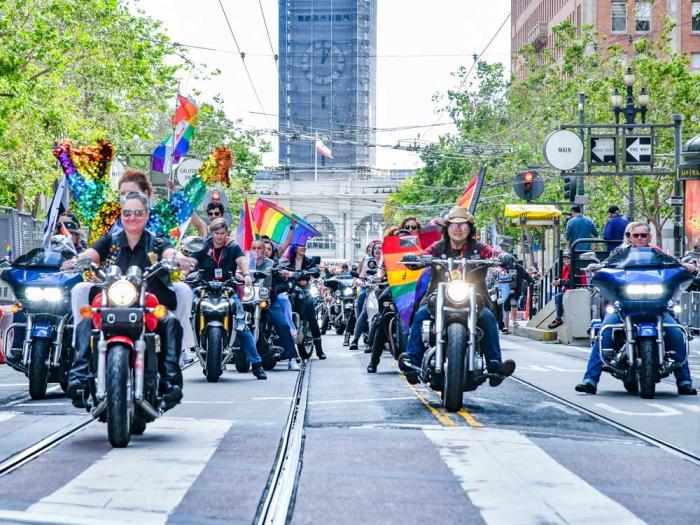 Dykes on Bikes led off the San Francisco Pride parade June 25. Photo: Gooch