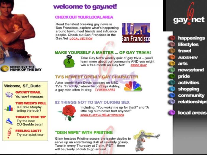 An early screenshot shows the old Gay.Net website. Photo: Courtesy PGN