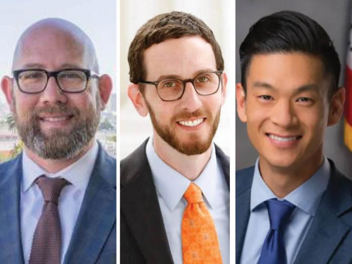 San Francisco Supervisor Rafael Mandelman, left, state Senator Scott Wiener, and Assemblymember Evan Low are co-hosting an LGBTQ-themed "GAYPEC!" event during next week's APEC summit. Photos: Courtesy the subjects