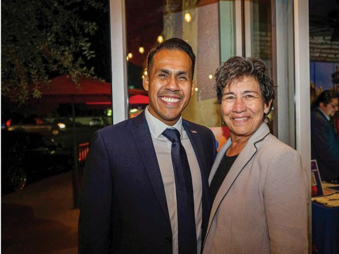 Stockton City Council candidate Mario Enríquez, left, has been endorsed by state Senator Susan Talamantes Eggman, a former member of the City Council. Photo: Courtesy the candidate