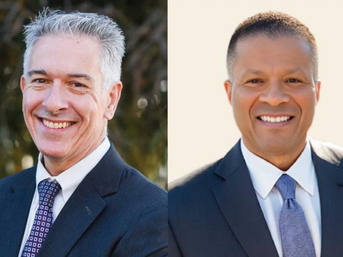 Alameda County Superior Court candidates Commissioner Mark Fickes, left, and temporary judge Michael Johnson. Photos: Courtesy the candidates
