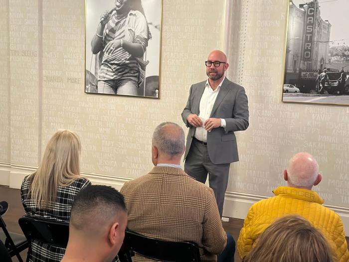 District 8 Supervisor Rafael Mandelman spoke to Castro Merchants Association members about an upcoming sewer replacement project, and opined on this week's local election results. Photo: John Ferrannini