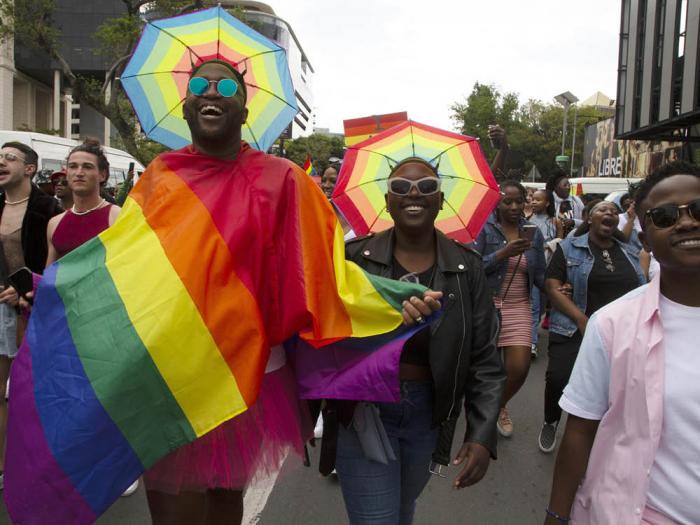 Members of the LGBTQ community take part in an October 2022  Pride march in Sandton, Johannesburg, South Africa. Photo: AP/Denis Ferrell