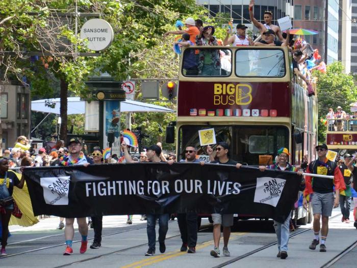 The San Francisco AIDS Foundation contingent marched in the 2019 San Francisco Pride parade. Photo: Rick Gerharter