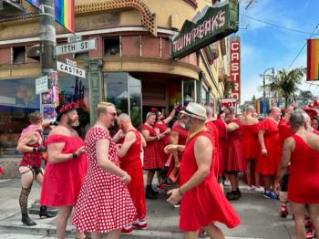 Red Dress Bar Crawl enlivens Castro